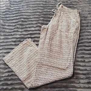 Geometric Print Drawstring Pants - Black & White
